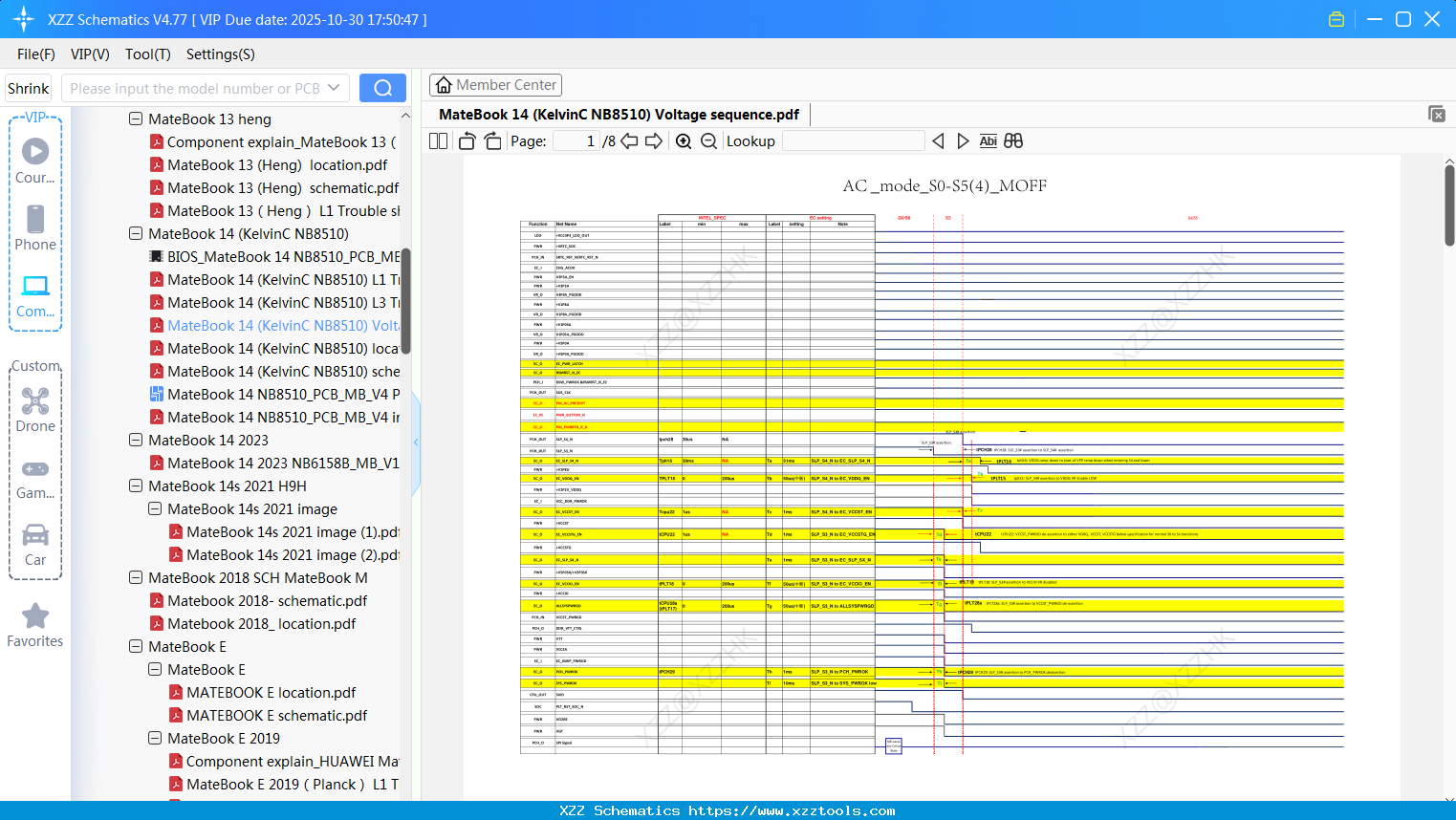 Laptop HUAWEI MateBook 14 (KelvinC NB8510) Voltage Sequence